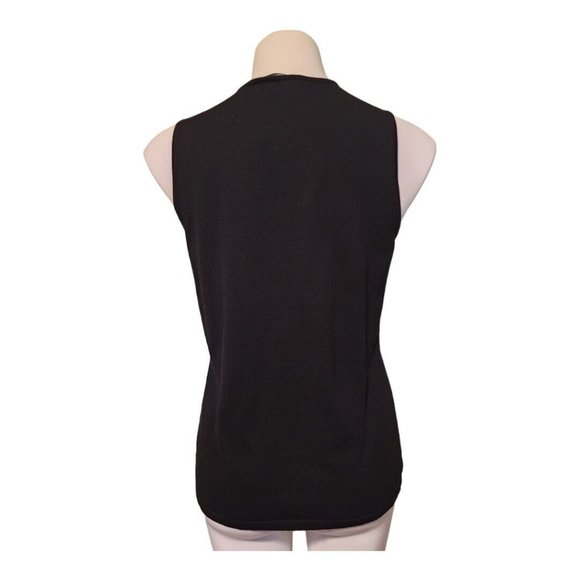 Lauren Ralph‎ Lauren Woman's Black Sleeveless Ruffle Beaded Sz Medium Blouse - Picture 2 of 10